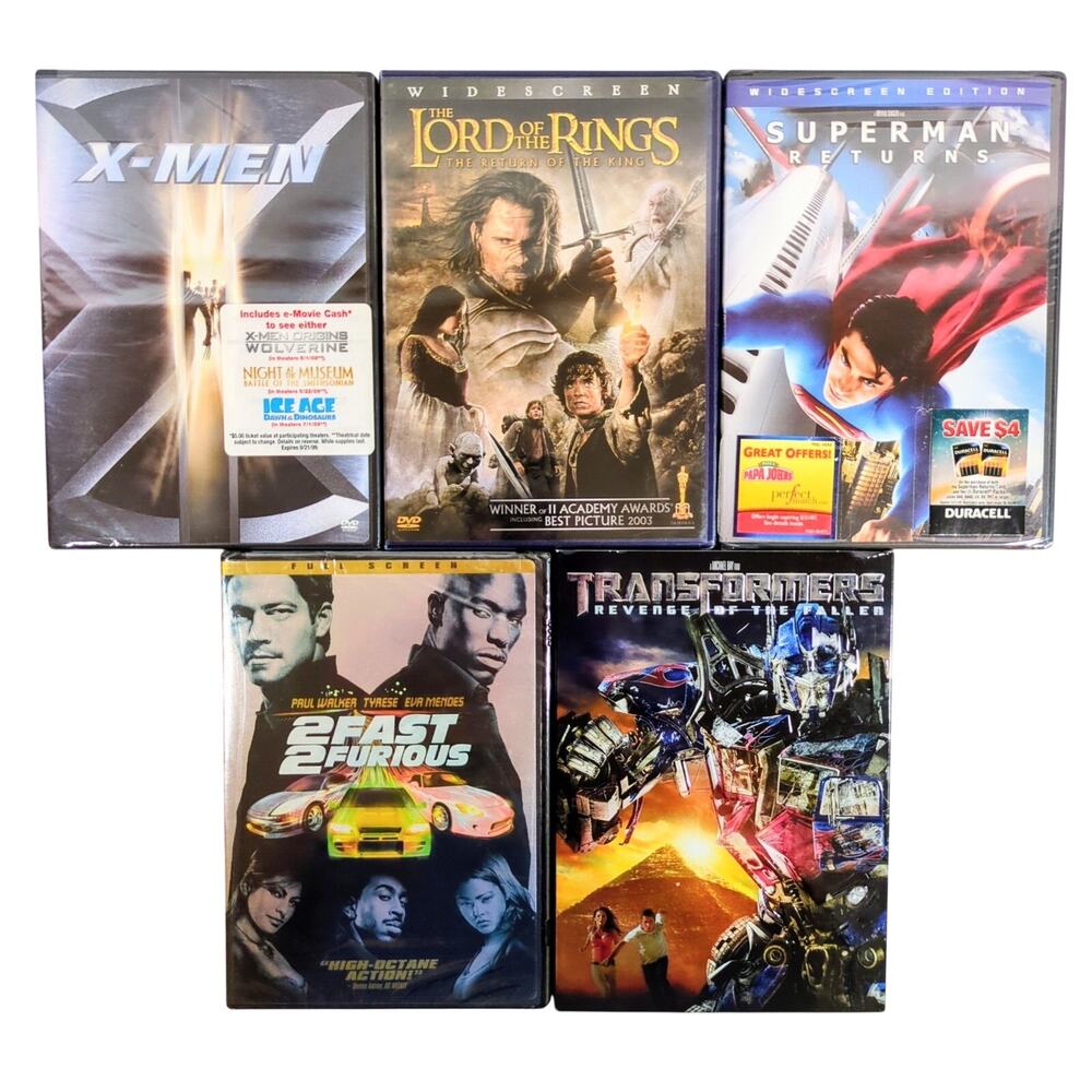5-Movie New DVD Lot: X-Men, Lord of the Rings Superman Returns 2 Fast 2 Furious